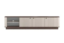 TV stolek Vesper 3D 187 cm na soklu - kašmír / ořech / černé úchyty