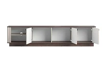 TV stolek Vesper 3D 187 cm na soklu - kašmír / ořech / černé úchyty