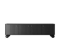 TV stolek VESPER 4D 187 cm černý – zlaté úchytky, kulové nohy | furnipol.cz