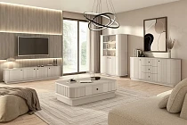 Černá TV skříňka Vesper 4D 187 cm s soklem  - Kašmír / černá
