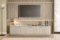 Černá TV skříňka Vesper 4D 187 cm s soklem  - Kašmír / černá