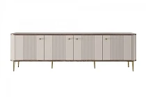  TV stolek Vesper 4D 187 cm - kašmírový / dekor ořech / zlaté nožky