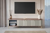 TV stolek VESPER 3D 187 cm kašmír / ořech – zlaté nožky | furnipol.cz