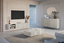 TV stolek Vesper 3D 187 cm - kašmírový zlaté nožky