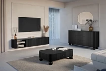 Závěsný TV stolek VESPER 187 cm černý – černé úchytky | furnipol.cz