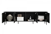 TV stolek VESPER 4D 187 cm černý – černé nohy | furnipol.cz