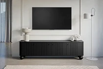 TV stolek VESPER 4D 187 cm černý – černé úchytky, kulové nohy | furnipol.cz