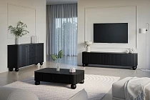 TV stolek VESPER 4D 187 cm černý – černé úchytky, kulové nohy | furnipol.cz
