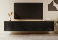 Závěsný TV stolek ASHA 200 cm dub artisan / černý mat | furnipol.cz