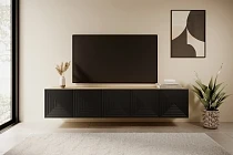 Závěsný TV stolek ASHA 200 cm dub artisan / černý mat | furnipol.cz