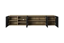 Závěsný TV stolek ASHA 200 cm dub artisan / černý mat | furnipol.cz