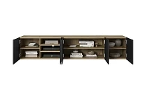 Závěsný TV stolek ASHA 200 cm dub artisan / černý mat | furnipol.cz