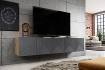 Závěsný TV stolek ASHA 200 cm dub artisan / rivier stone | furnipol.cz