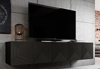 Závěsný TV stolek ASHA 200 cm černý mat | furnipol.cz