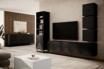 Závěsný TV stolek ASHA 200 cm černý mat | furnipol.cz
