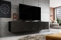 Závěsný TV stolek ASHA 200 cm černý mat | furnipol.cz