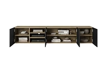 Závěsný TV stolek ASHA 200 cm dub artisan / černý mat | furnipol.cz