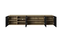 Závěsný TV stolek ASHA 200 cm dub artisan / černý mat | furnipol.cz