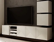 Závěsný TV stolek ASHA 200 cm kašmír s výklenky | furnipol.cz
