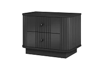 Set 2 nočních stolků VESPER 56 cm černý – černé úchytky, sokl | furnipol.cz