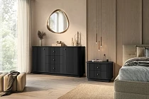  Set 2 nočních stolků VESPER 56 cm černý – zlaté úchytky, sokl | furnipol.cz