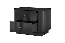  Set 2 nočních stolků VESPER 56 cm černý – zlaté úchytky, sokl | furnipol.cz