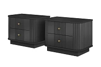  Set 2 nočních stolků VESPER 56 cm černý – zlaté úchytky, sokl | furnipol.cz