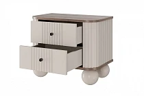 Set 2 nočních stolků VESPER 56 cm kašmír / ořech – černé úchytky | furnipol.cz