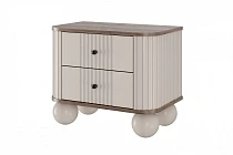 Set 2 nočních stolků VESPER 56 cm kašmír / ořech – černé úchytky | furnipol.cz