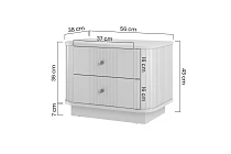 Set 2 nočních stolků VESPER 56 cm kašmír / ořech – černé úchytky | furnipol.cz
