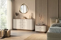 Set 2 nočních stolků VESPER 56 cm kašmír / ořech – černé úchytky | furnipol.cz