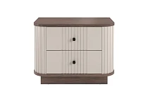 Set 2 nočních stolků VESPER 56 cm kašmír / ořech – černé úchytky | furnipol.cz