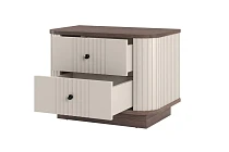 Set 2 nočních stolků VESPER 56 cm kašmír / ořech – černé úchytky | furnipol.cz