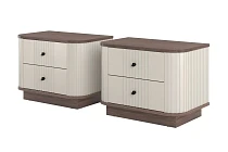 Set 2 nočních stolků VESPER 56 cm kašmír / ořech – černé úchytky | furnipol.cz