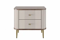 Set 2 nočních stolků VESPER 56 cm kašmír / ořech – zlaté nohy | furnipol.cz