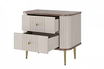 Set 2 nočních stolků VESPER 56 cm kašmír / ořech – zlaté nohy | furnipol.cz