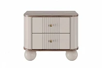 Set 2 nočních stolků VESPER 56 cm kašmír / ořech – zlaté úchytky | furnipol.cz
