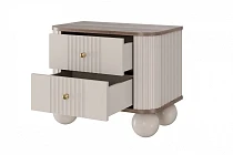 Set 2 nočních stolků VESPER 56 cm kašmír / ořech – zlaté úchytky | furnipol.cz
