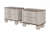 Set 2 nočních stolků VESPER 56 cm kašmír / ořech – zlaté úchytky | furnipol.cz