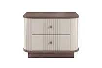 Set 2 nočních stolků VESPER 56 cm kašmír / ořech – zlaté úchytky | furnipol.cz