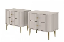 Set 2 nočních stolků VESPER 56 cm kašmír – zlaté nohy | furnipol.cz