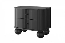 Set 2 nočních stolků VESPER 56 cm černý – černé úchytky | furnipol.cz