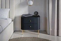 Set 2 nočních stolků VESPER 56 cm černý – zlaté nohy | furnipol.cz