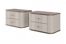 Set závěsných nočních stolků VESPER 56 cm kašmír / ořech – zlaté úchytky | furnipol.cz