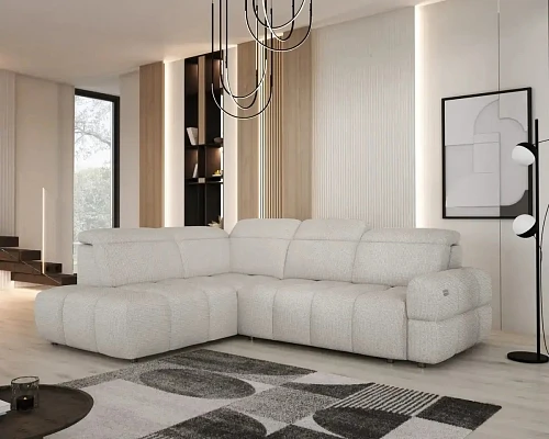 Rohová sedací souprava MATEO L s elektrickým výsuvem a úložným prostorem