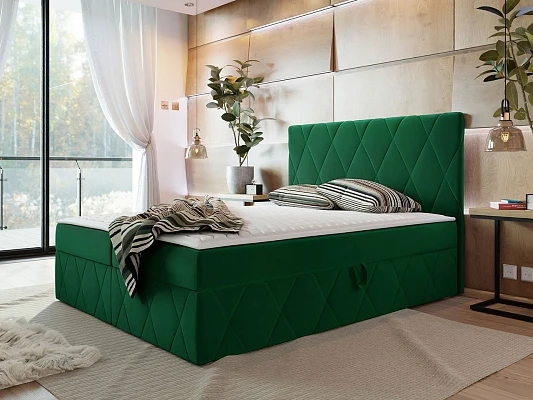 Kontinentální Postel s topperem SIMOTI 160x200 zelená