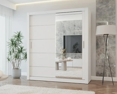 Šatní skříň LYON 180 se zrcadlem - bílá