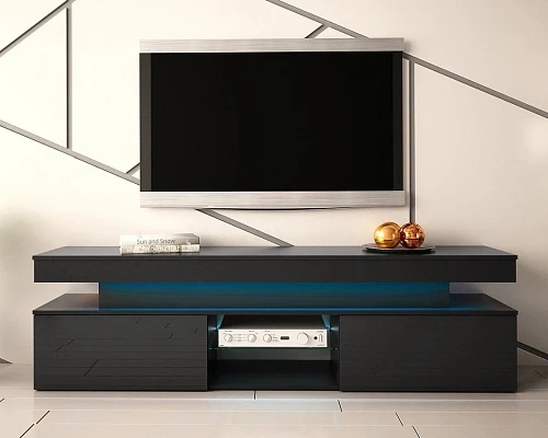 TV stolek GLOSSA 02 s LED osvětlením Černý