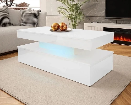 Konferenční stolek s LED osvětlením GLOSSA 01 bílý