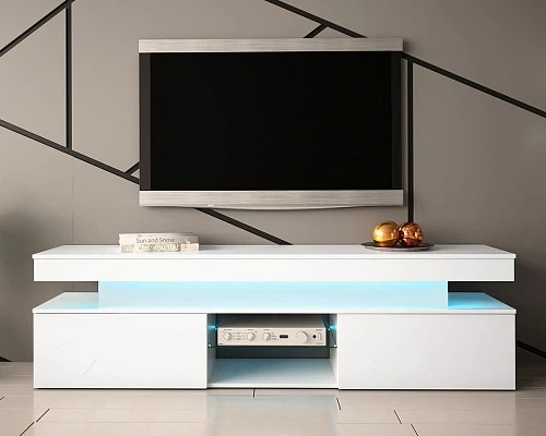 TV stolek GLOSSA 02 s LED osvětlením Bílý